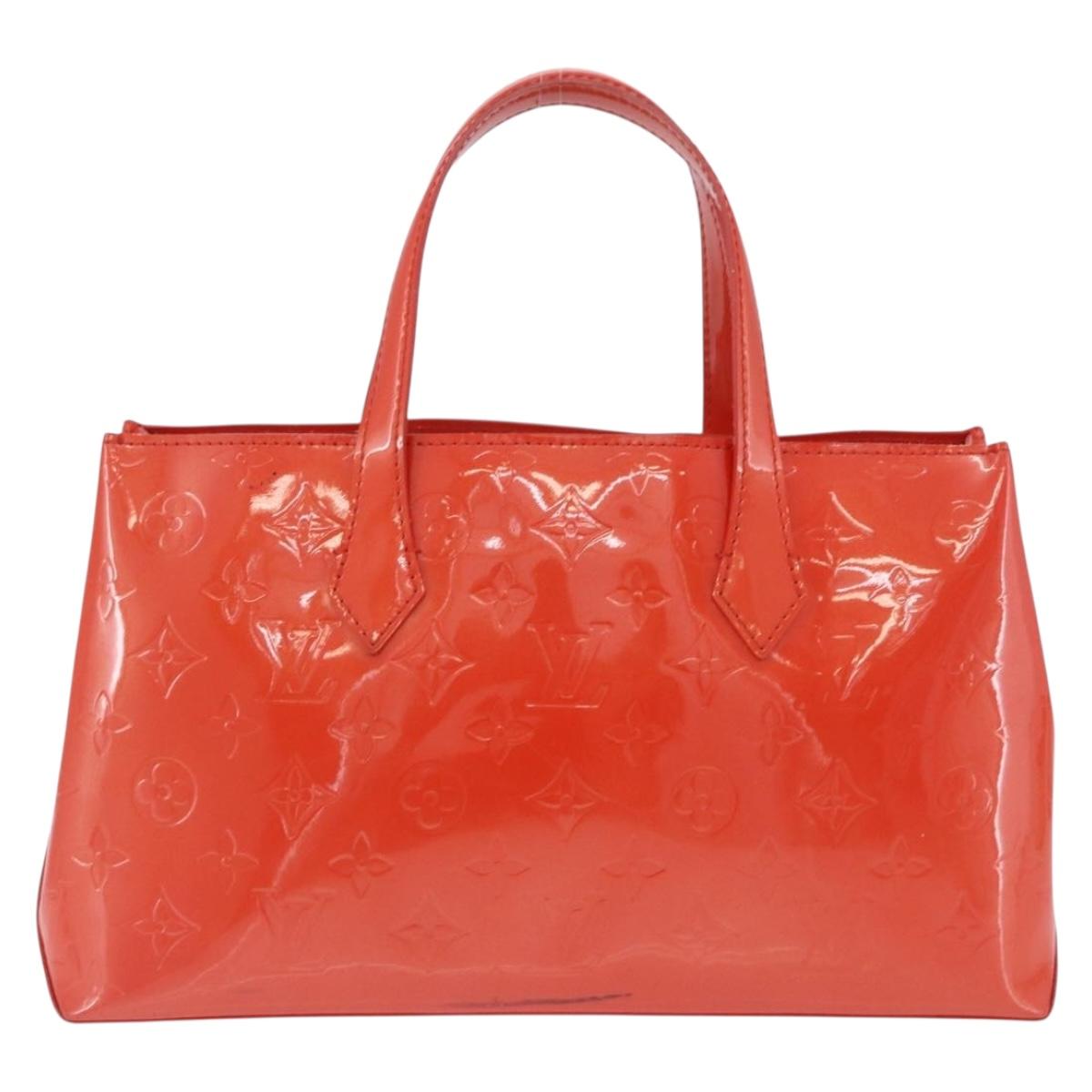 LOUIS VUITTON Vernis Bluebird Wilshire PM Bag Orenge Sunset M93644 Auth 197286