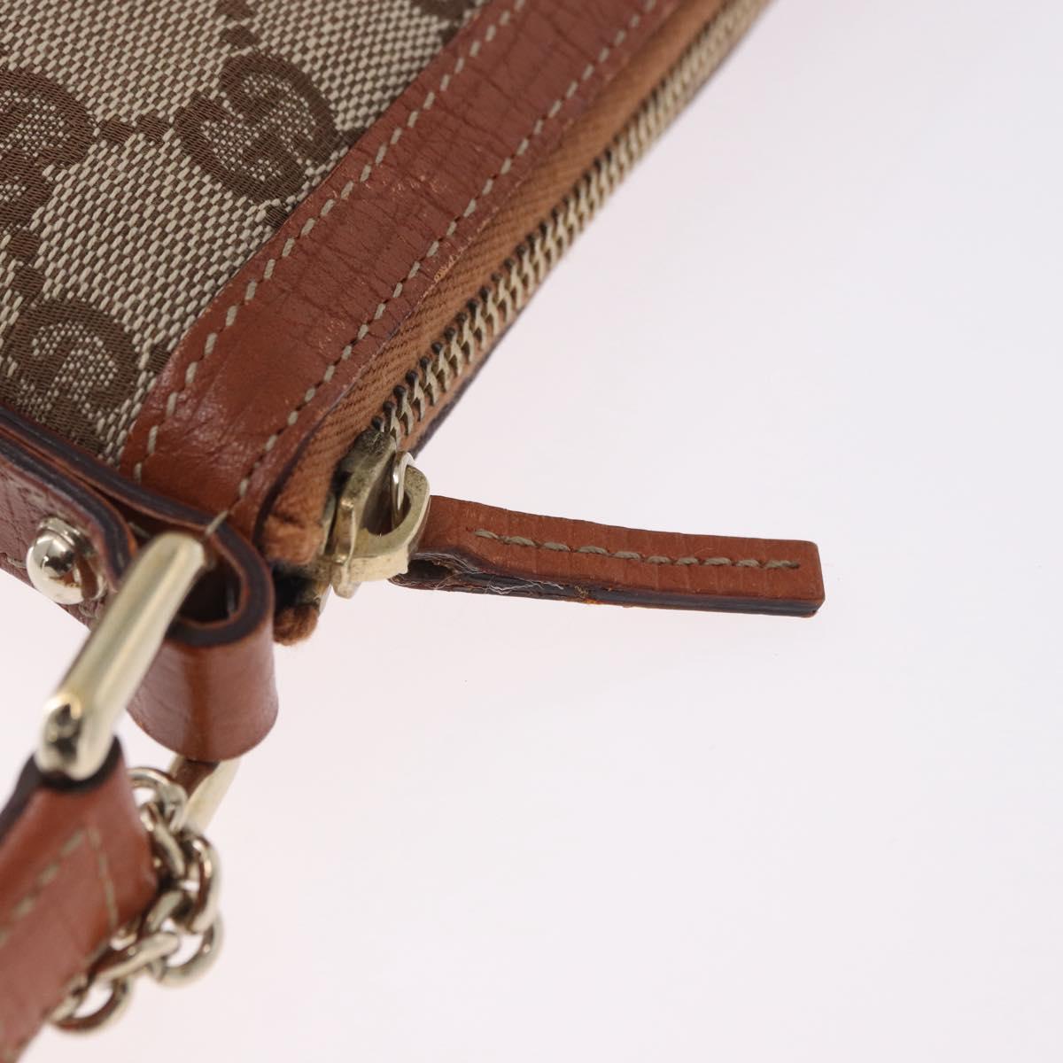 GUCCI GG Canvas Pouch Beige Gold 152507 Auth 197288V