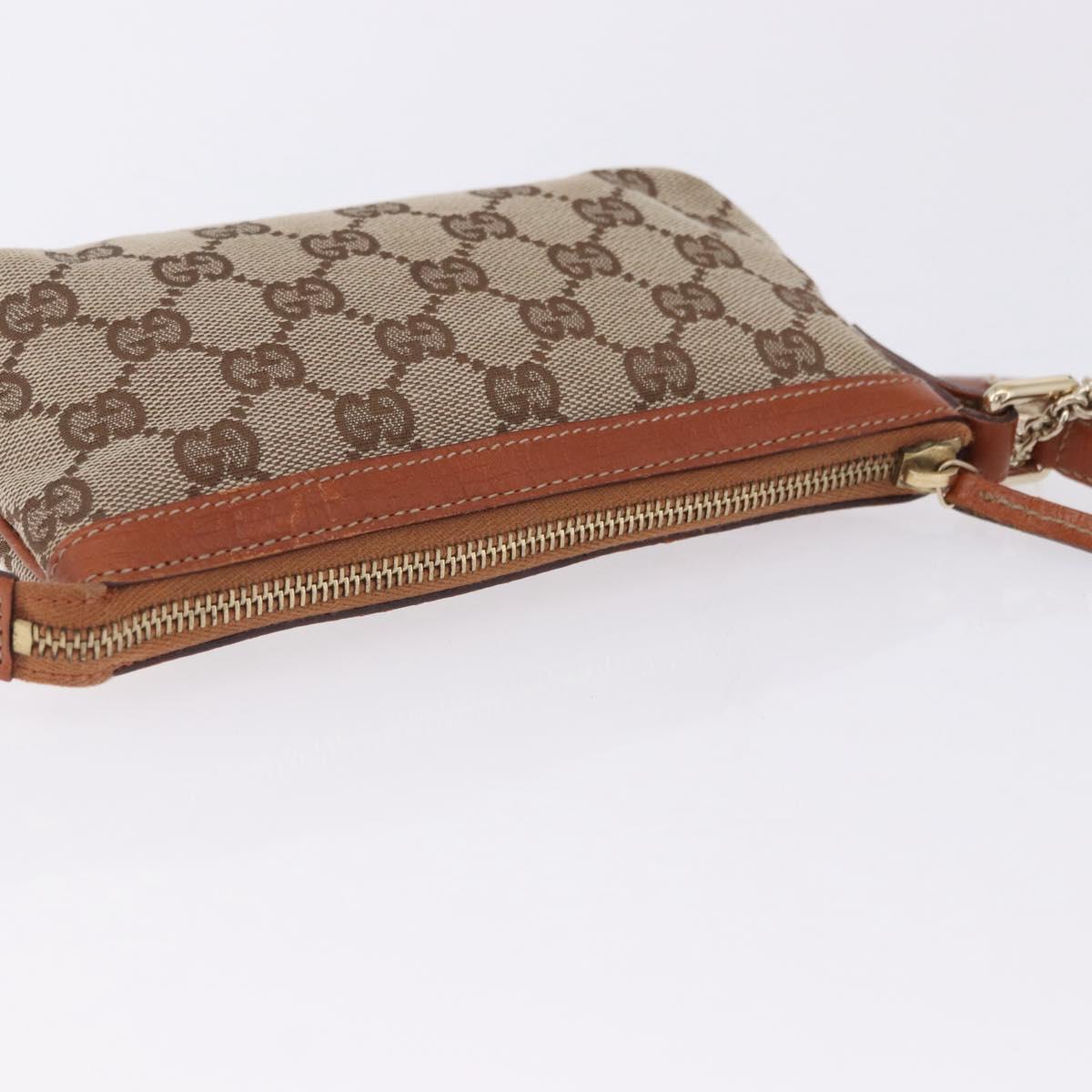 GUCCI GG Canvas Pouch Beige Gold 152507 Auth 197288V
