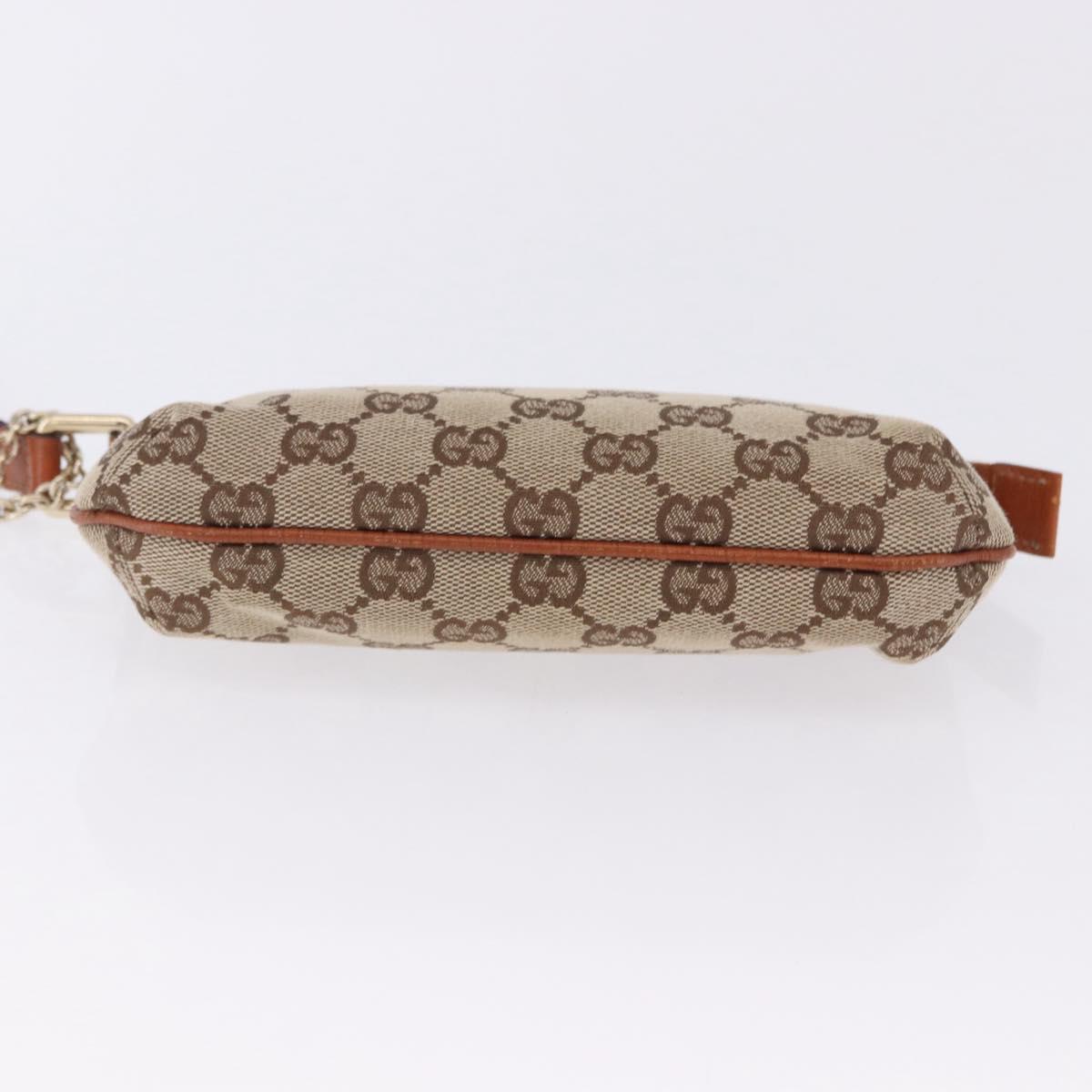 GUCCI GG Canvas Pouch Beige Gold 152507 Auth 197288V