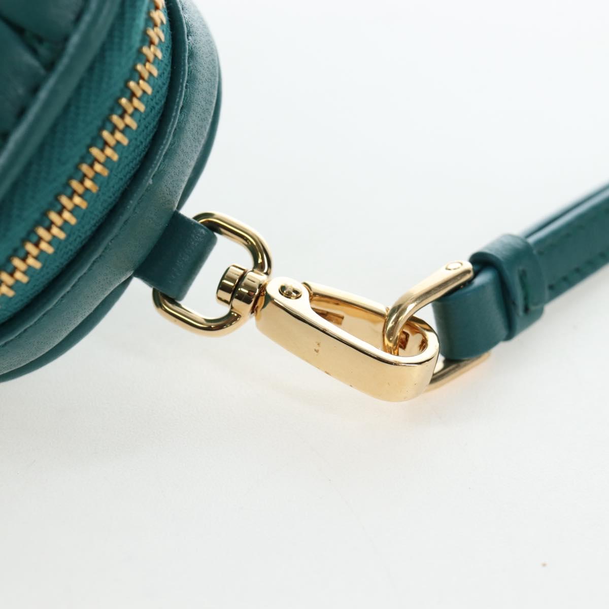 Miu Miu Matelasse Neck Pouch Leather Green Gold Auth 197292M