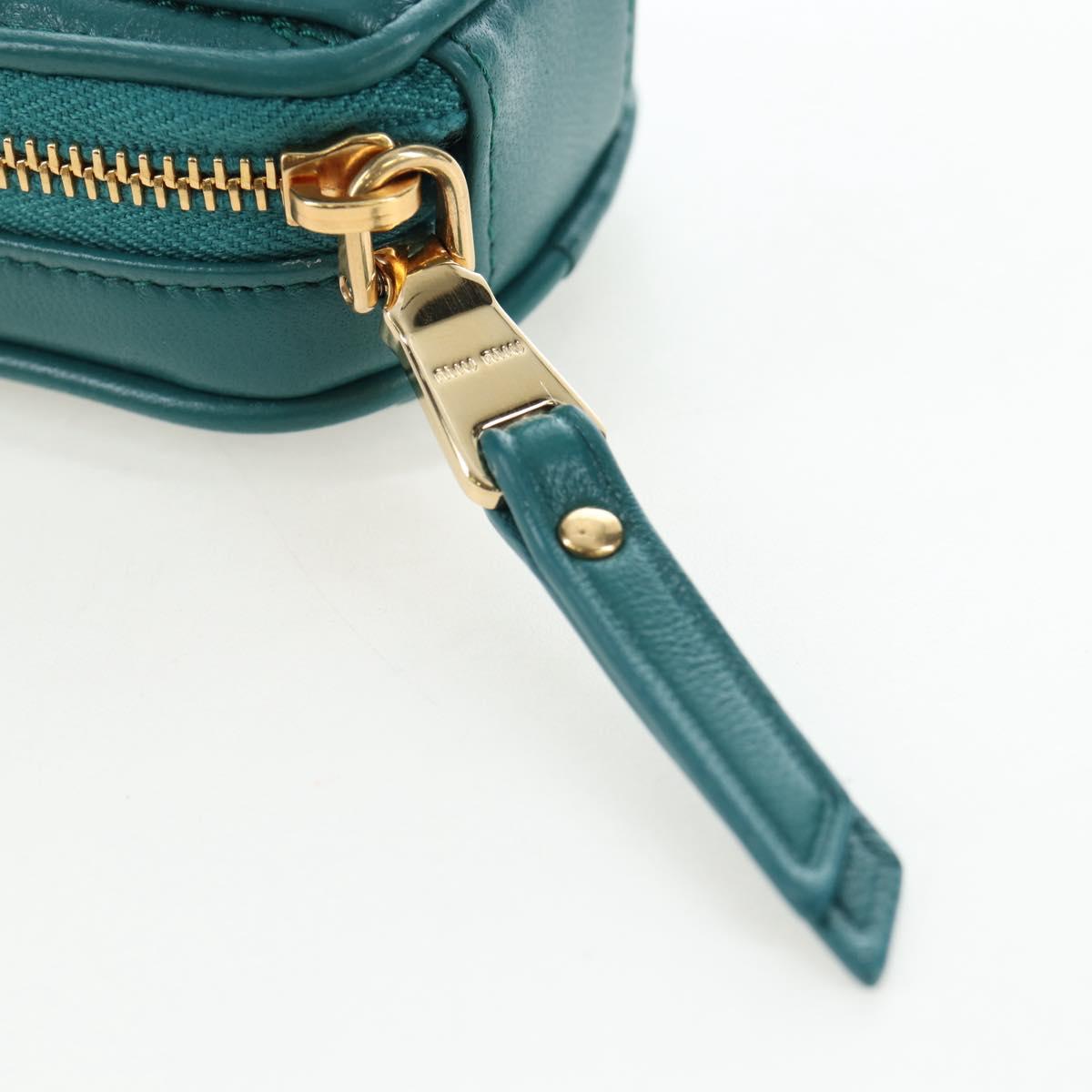 Miu Miu Matelasse Neck Pouch Leather Green Gold Auth 197292M