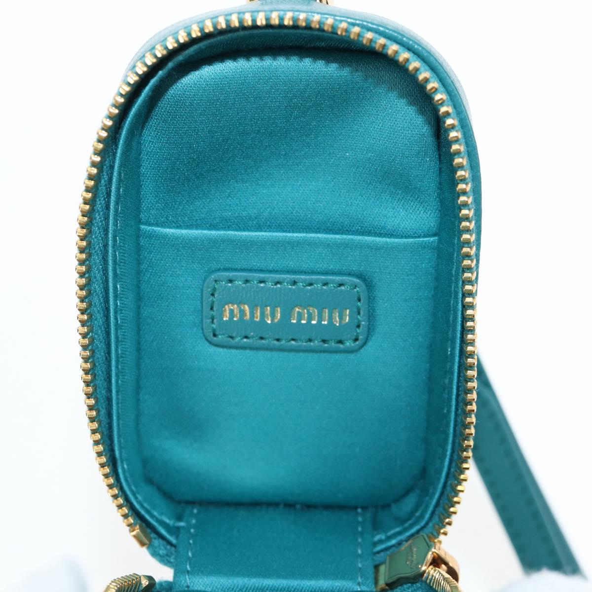 Miu Miu Matelasse Neck Pouch Leather Green Gold Auth 197292M