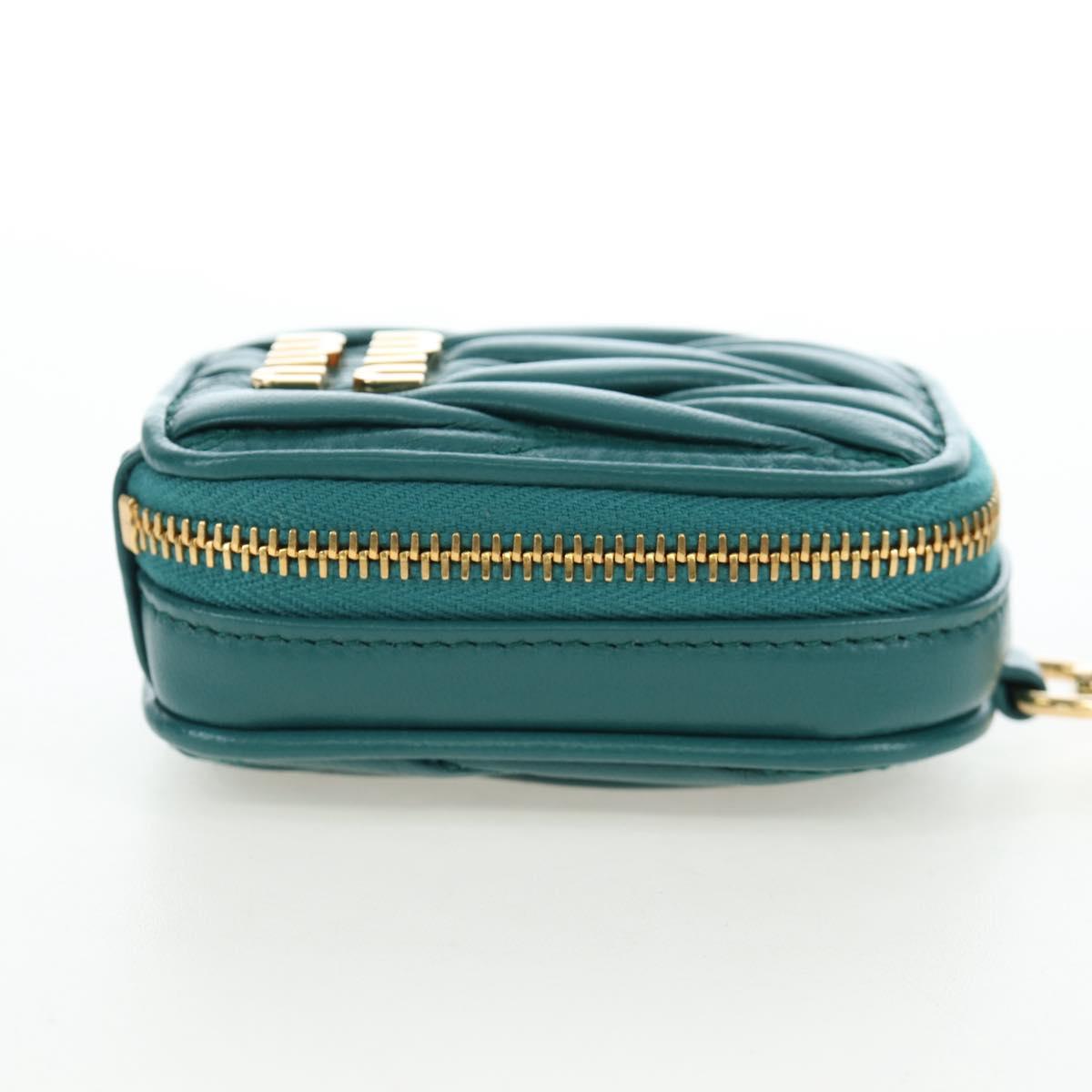 Miu Miu Matelasse Neck Pouch Leather Green Gold Auth 197292M