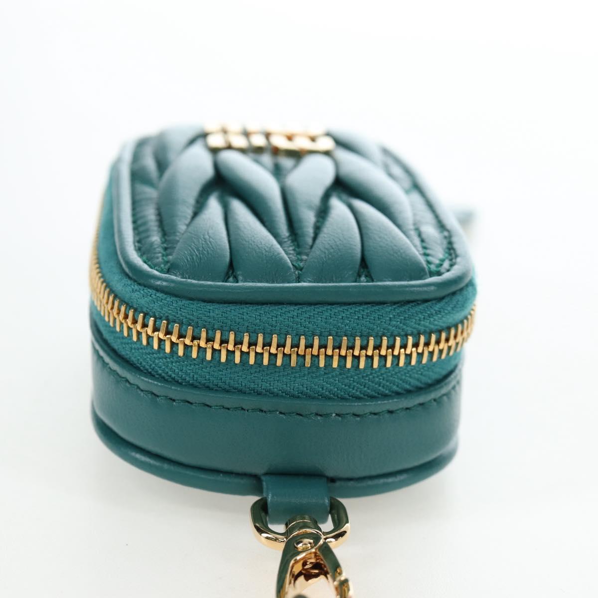 Miu Miu Matelasse Neck Pouch Leather Green Gold Auth 197292M
