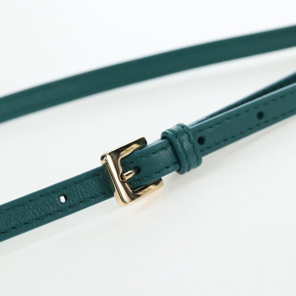 Miu Miu Matelasse Neck Pouch Leather Green Gold Auth 197292M