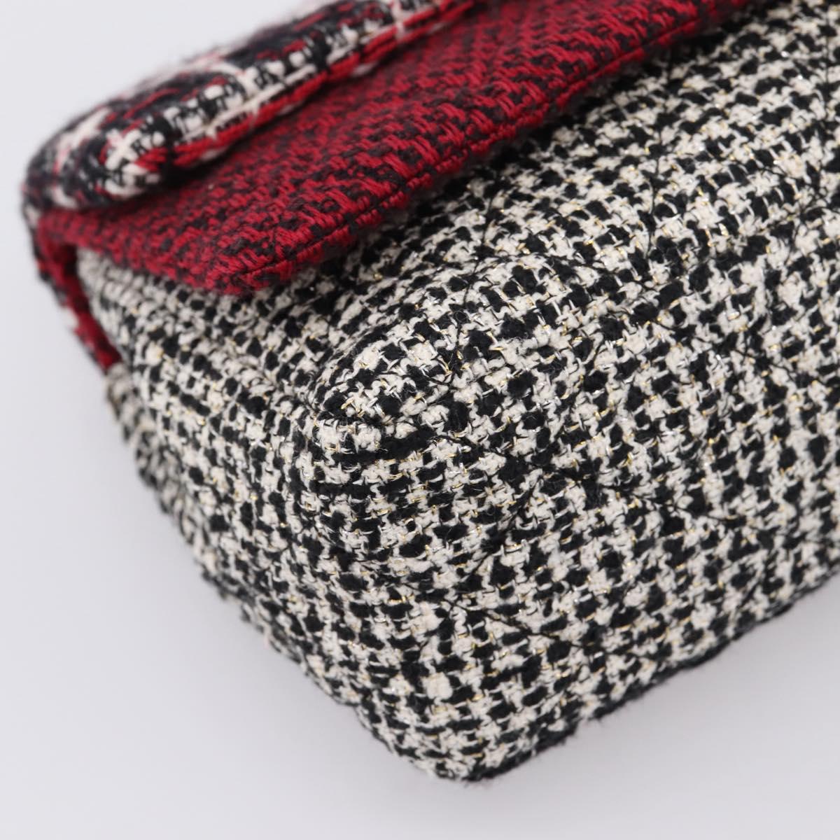 CHANEL Chain Shoulder Bag Tweed Red CC Auth 197303SAM