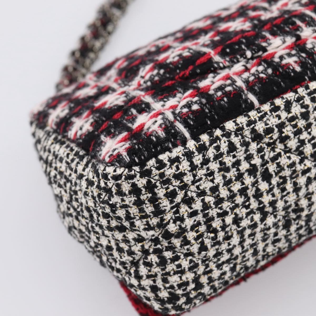 CHANEL Chain Shoulder Bag Tweed Red CC Auth 197303SAM
