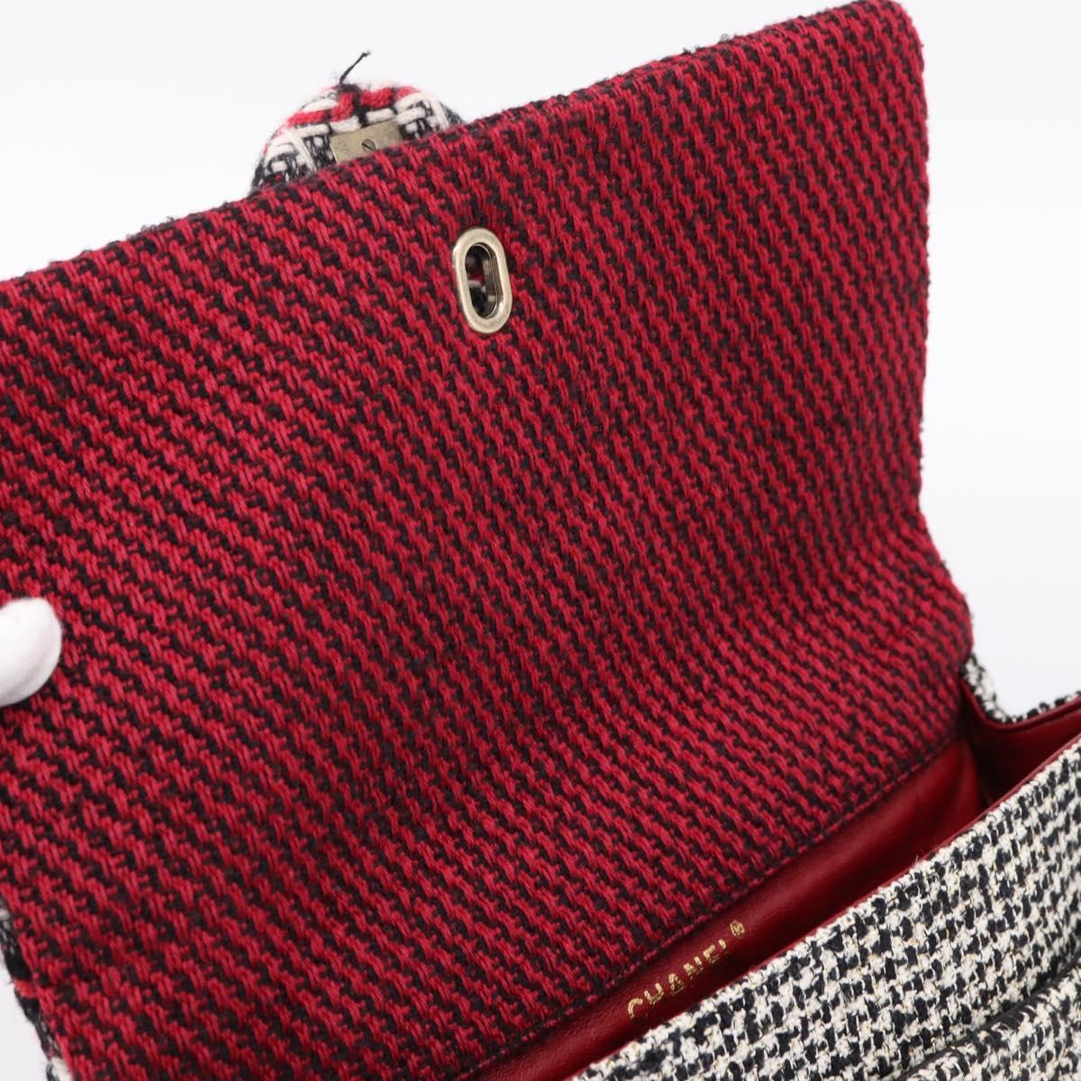 CHANEL Chain Shoulder Bag Tweed Red CC Auth 197303SAM