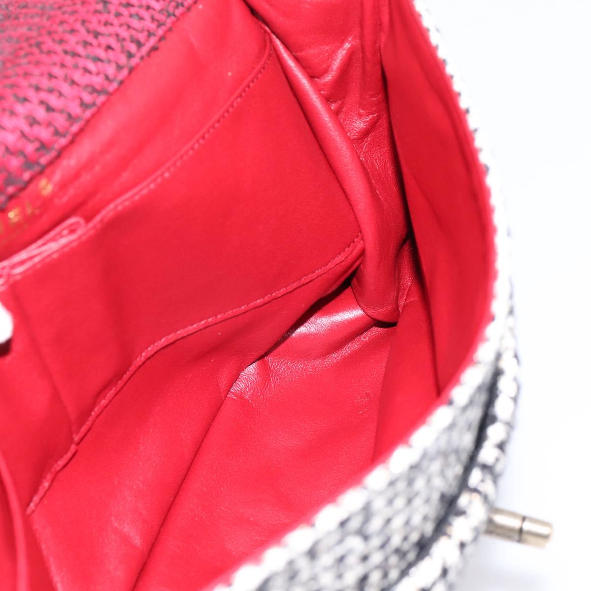 CHANEL Chain Shoulder Bag Tweed Red CC Auth 197303SAM