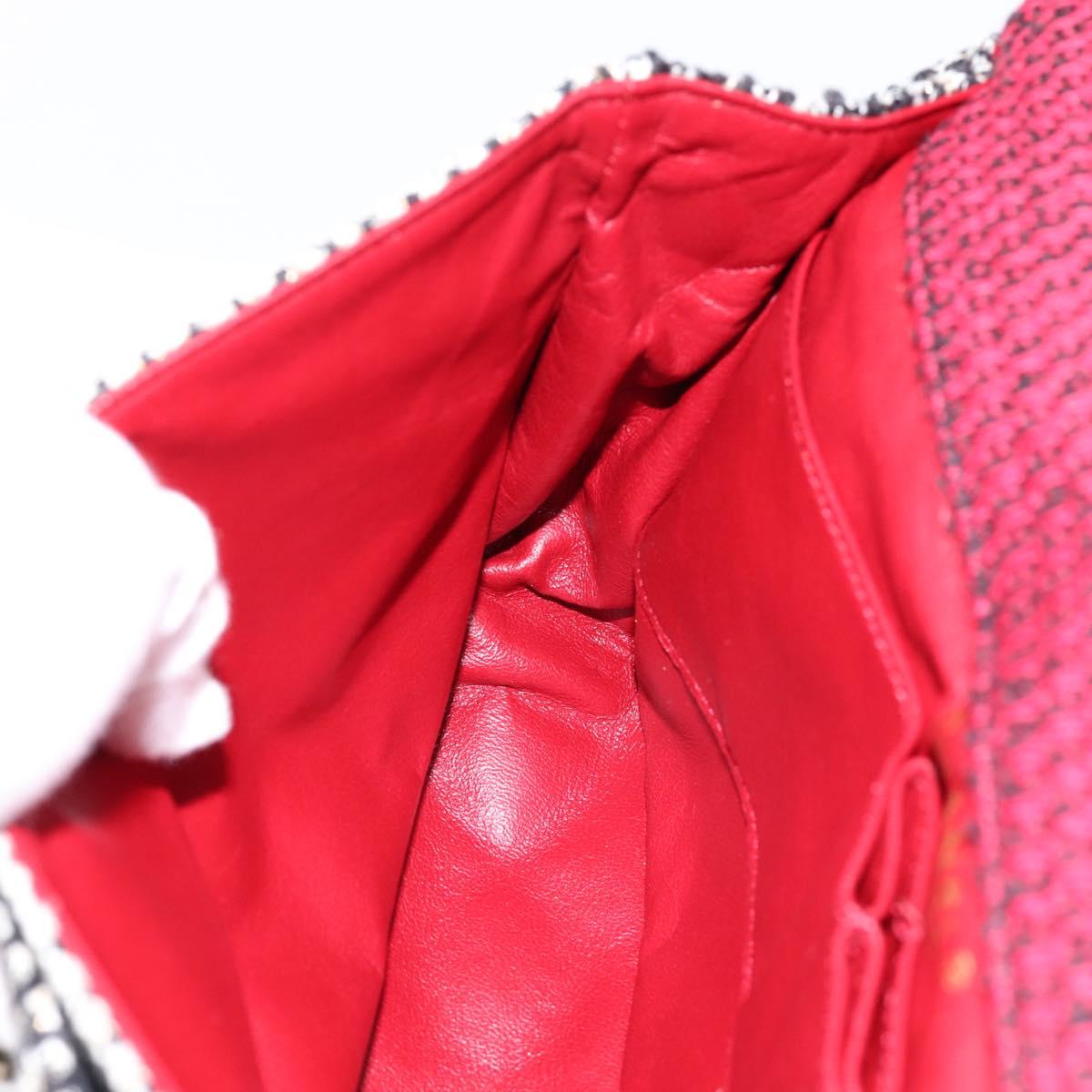 CHANEL Chain Shoulder Bag Tweed Red CC Auth 197303SAM