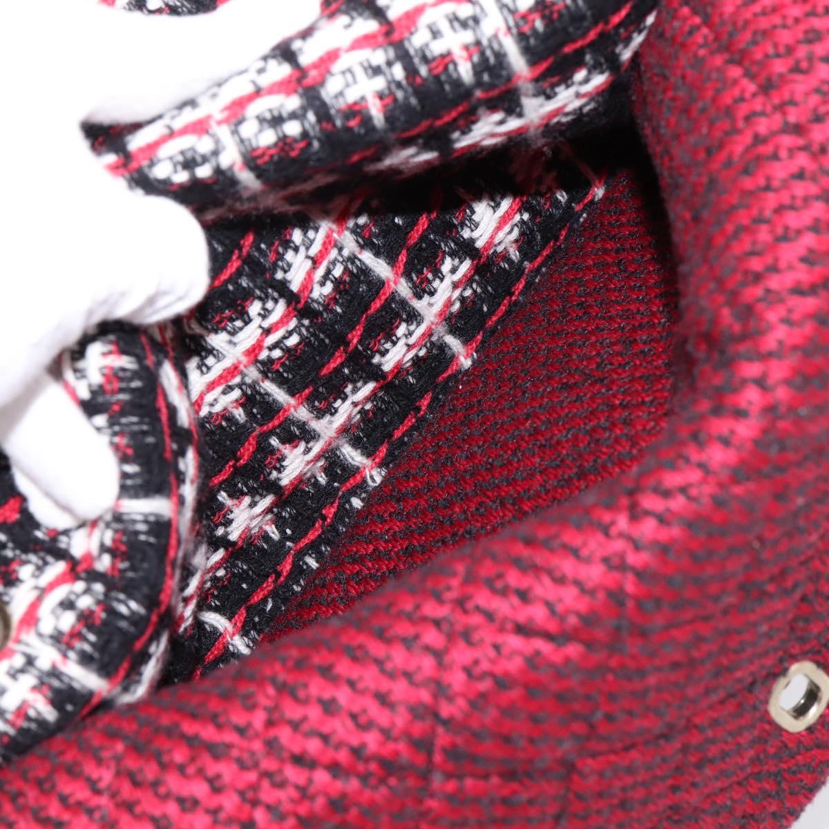 CHANEL Chain Shoulder Bag Tweed Red CC Auth 197303SAM