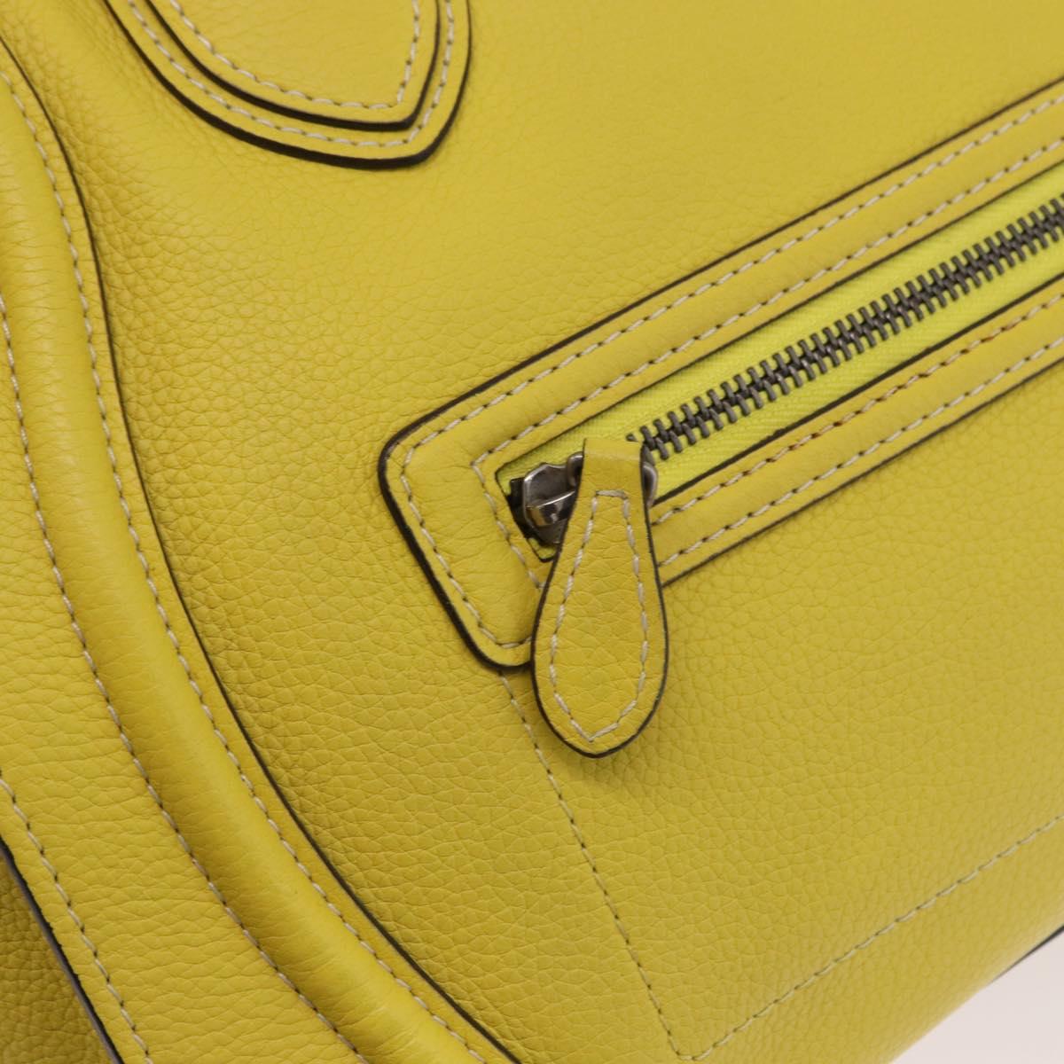 CELINE Luggage Mini Hand Bag Leather Yellow Auth 197304V