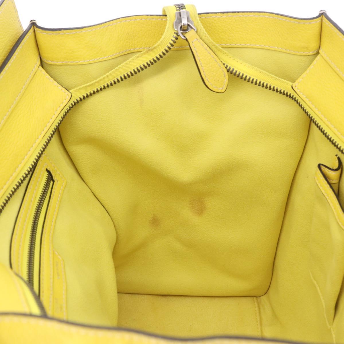 CELINE Luggage Mini Hand Bag Leather Yellow Auth 197304V