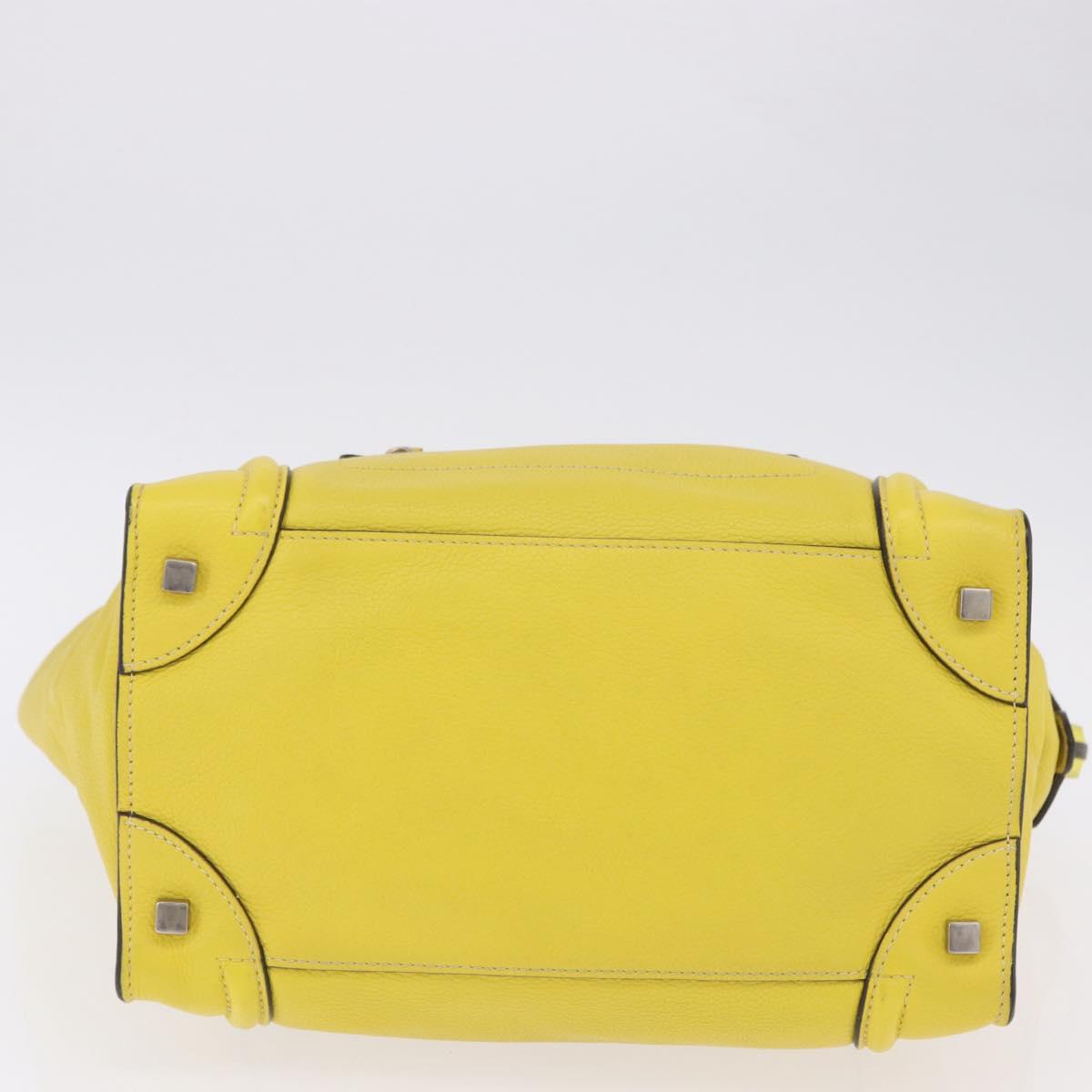 CELINE Luggage Mini Hand Bag Leather Yellow Auth 197304V
