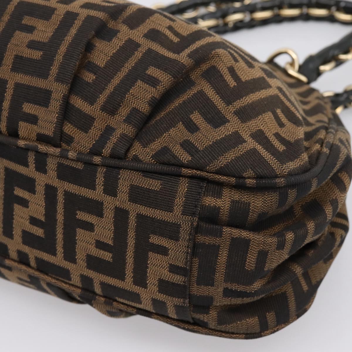 FENDI Zucca Canvas Hand Bag Brown Black Auth 197309V