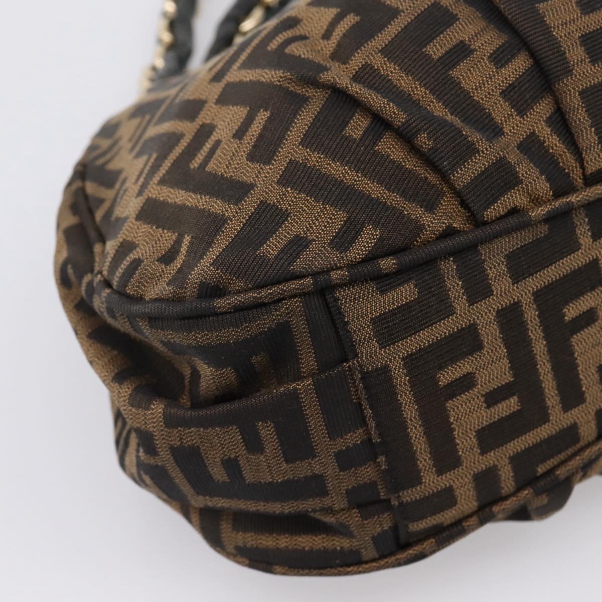 FENDI Zucca Canvas Hand Bag Brown Black Auth 197309V