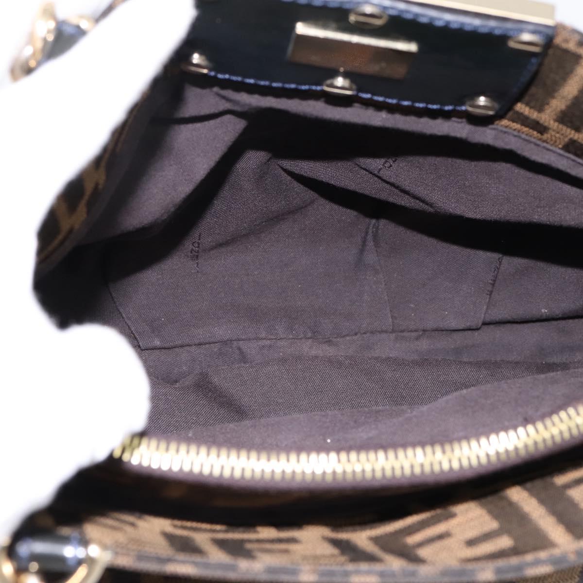 FENDI Zucca Canvas Hand Bag Brown Black Auth 197309V