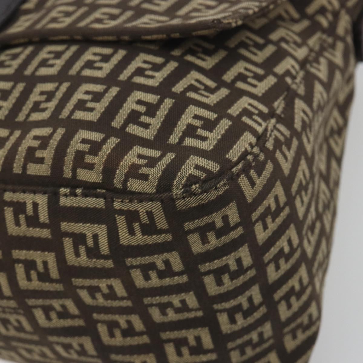 FENDI Zucchino Canvas Mamma Baguette Shoulder Bag Brown Auth 197310V