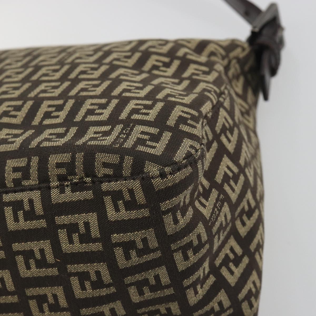 FENDI Zucchino Canvas Mamma Baguette Shoulder Bag Brown Auth 197310V