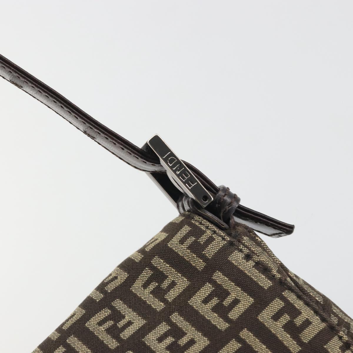 FENDI Zucchino Canvas Mamma Baguette Shoulder Bag Brown Auth 197310V