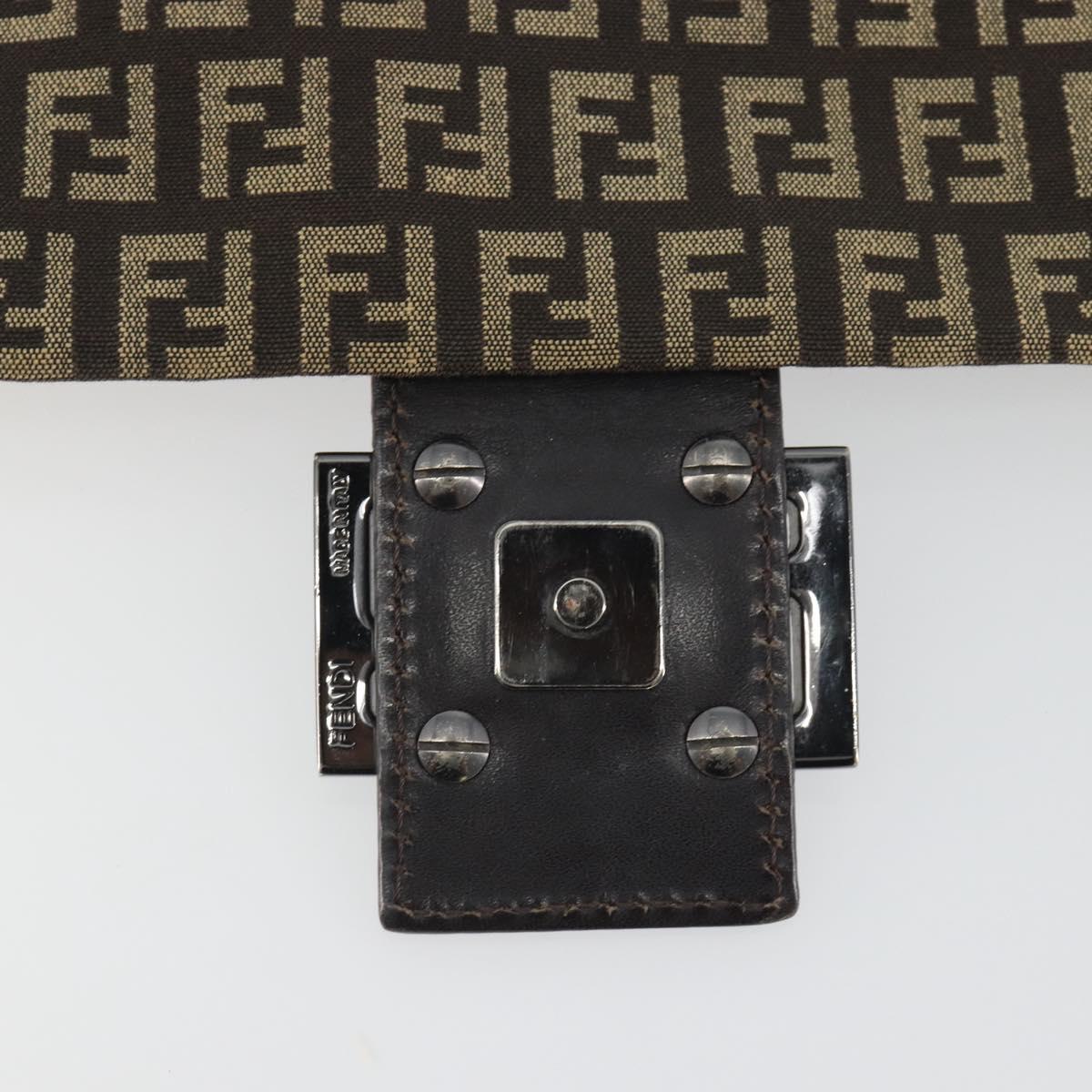 FENDI Zucchino Canvas Mamma Baguette Shoulder Bag Brown Auth 197310V