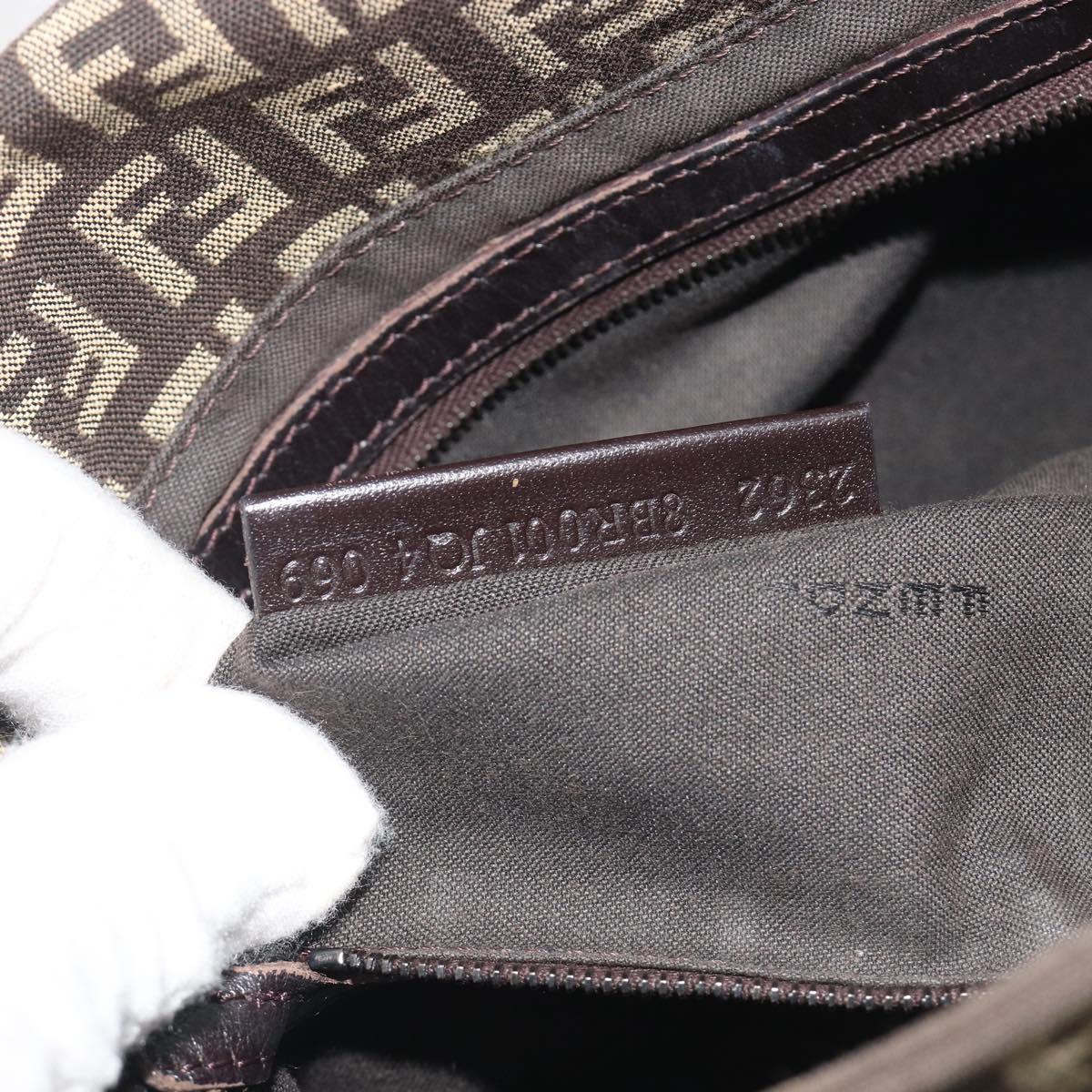 FENDI Zucchino Canvas Mamma Baguette Shoulder Bag Brown Auth 197310V