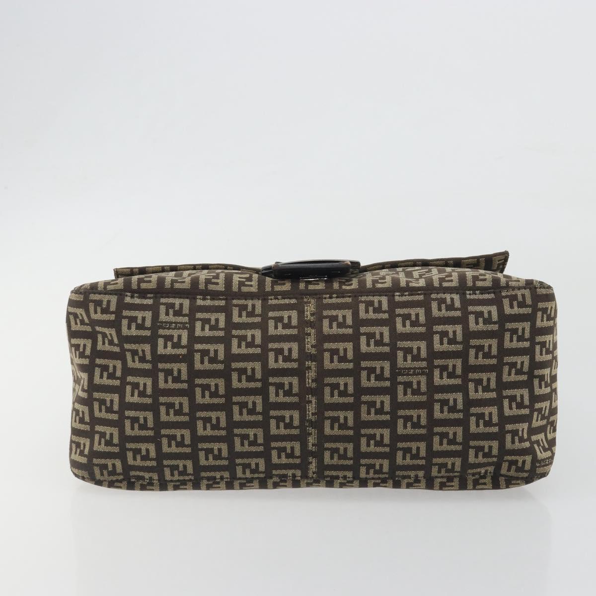 FENDI Zucchino Canvas Mamma Baguette Shoulder Bag Brown Auth 197310V