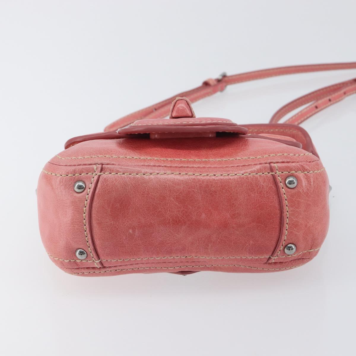 PRADA Hand Bag Leather 2way Pink Silver Auth 197313V