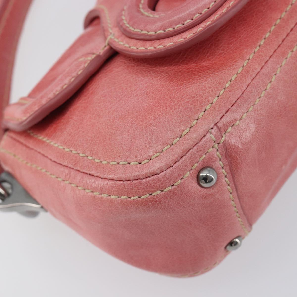 PRADA Hand Bag Leather 2way Pink Silver Auth 197313V