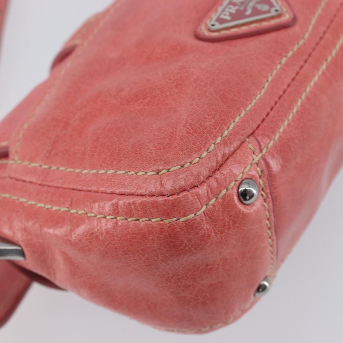 PRADA Hand Bag Leather 2way Pink Silver Auth 197313V