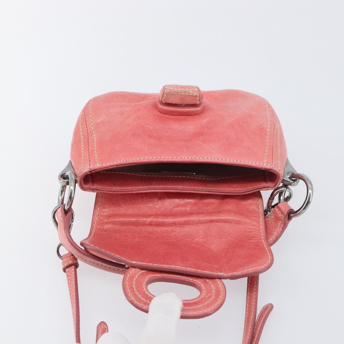 PRADA Hand Bag Leather 2way Pink Silver Auth 197313V