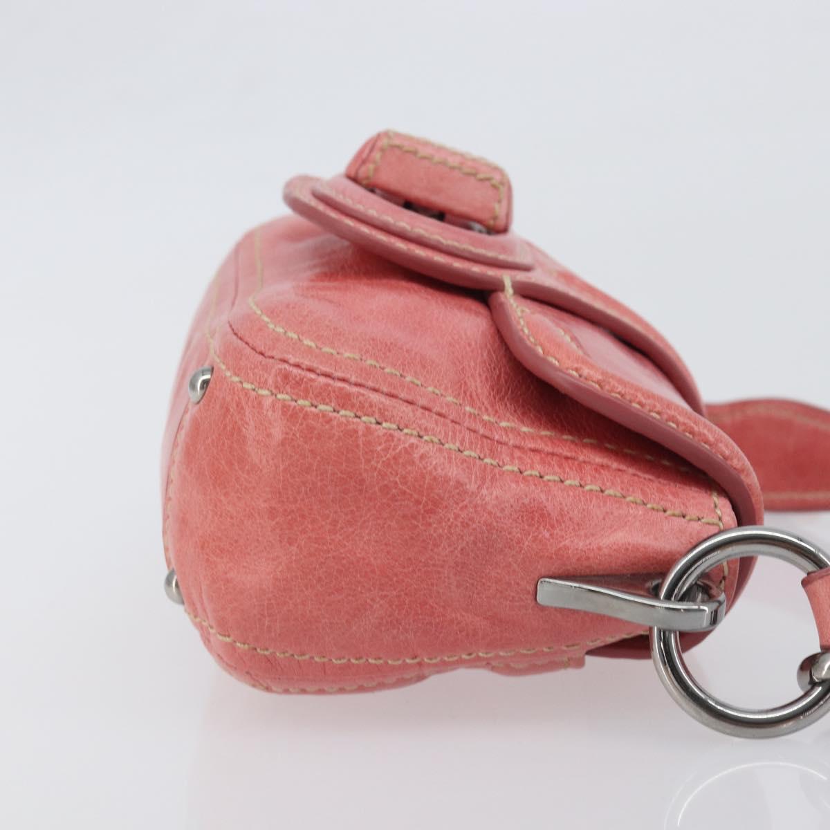 PRADA Hand Bag Leather 2way Pink Silver Auth 197313V