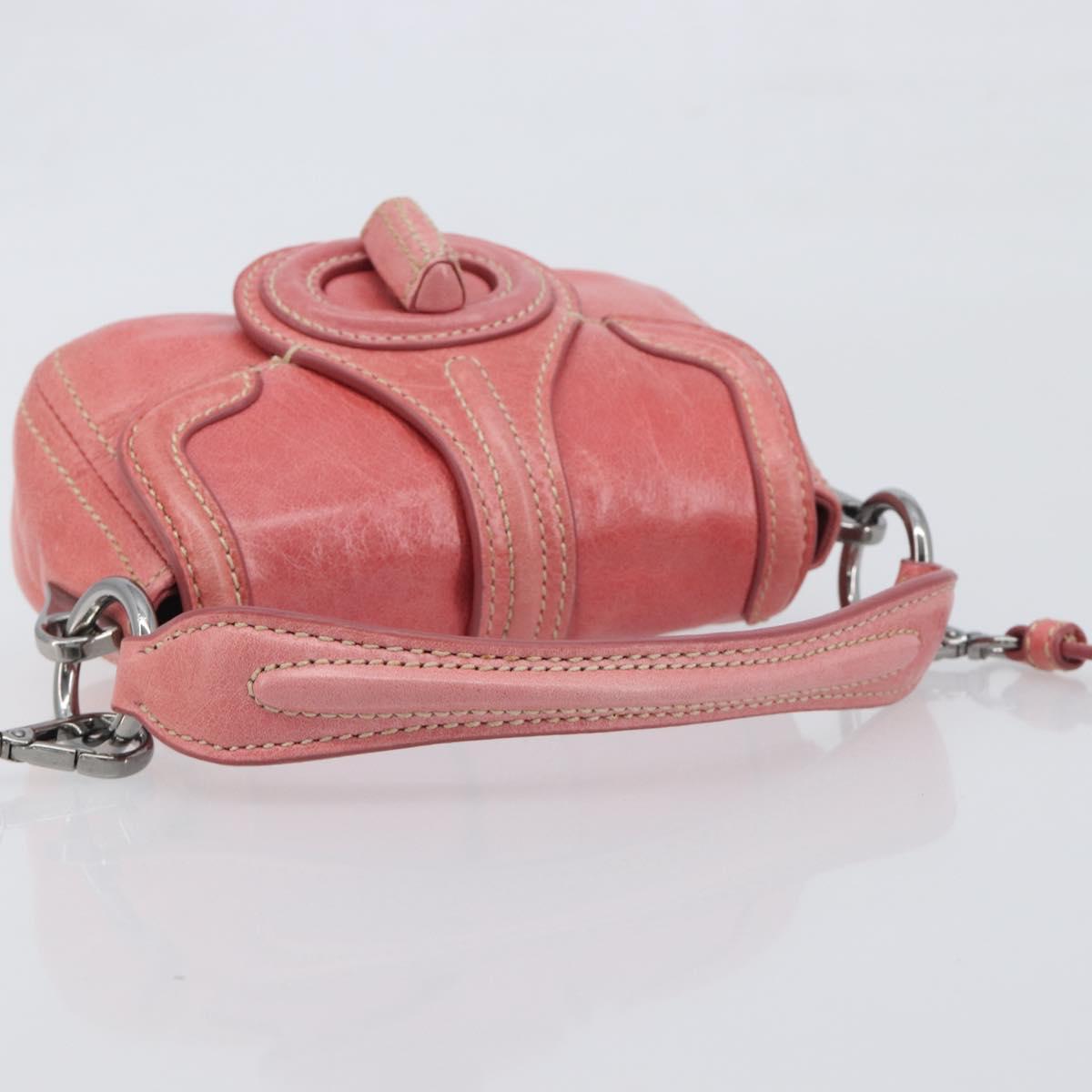 PRADA Hand Bag Leather 2way Pink Silver Auth 197313V