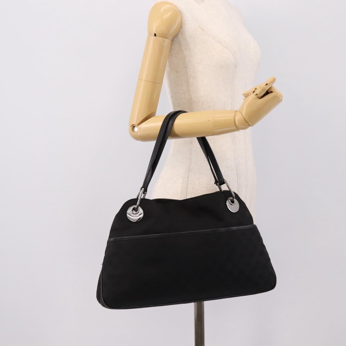 GUCCI GG Canvas Tote Bag Black Silver 121023 Auth 197315A