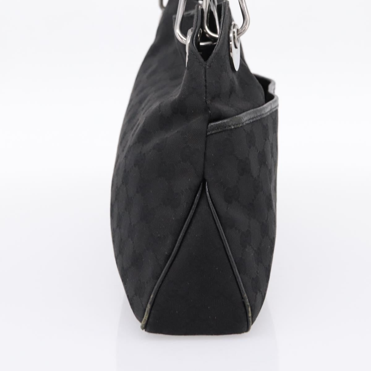 GUCCI GG Canvas Tote Bag Black Silver 121023 Auth 197315A