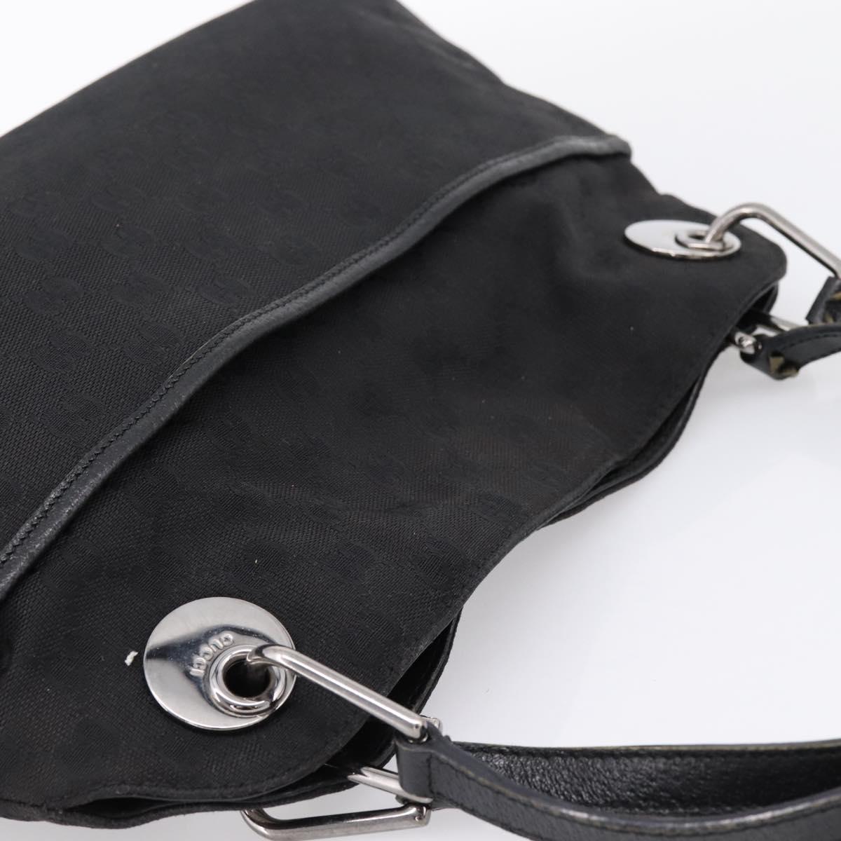GUCCI GG Canvas Tote Bag Black Silver 121023 Auth 197315A