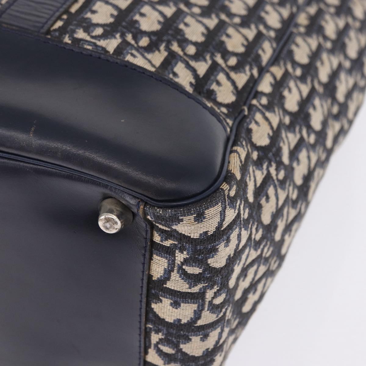Christian Dior Trotter Canvas Hand Bag Navy Silver Auth 197316A