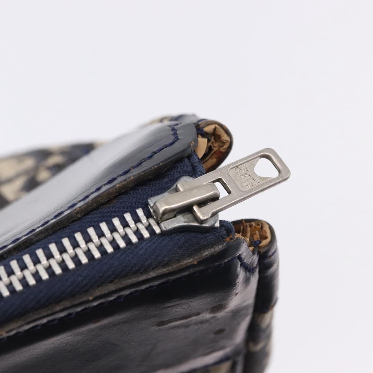 Christian Dior Trotter Canvas Hand Bag Navy Silver Auth 197316A