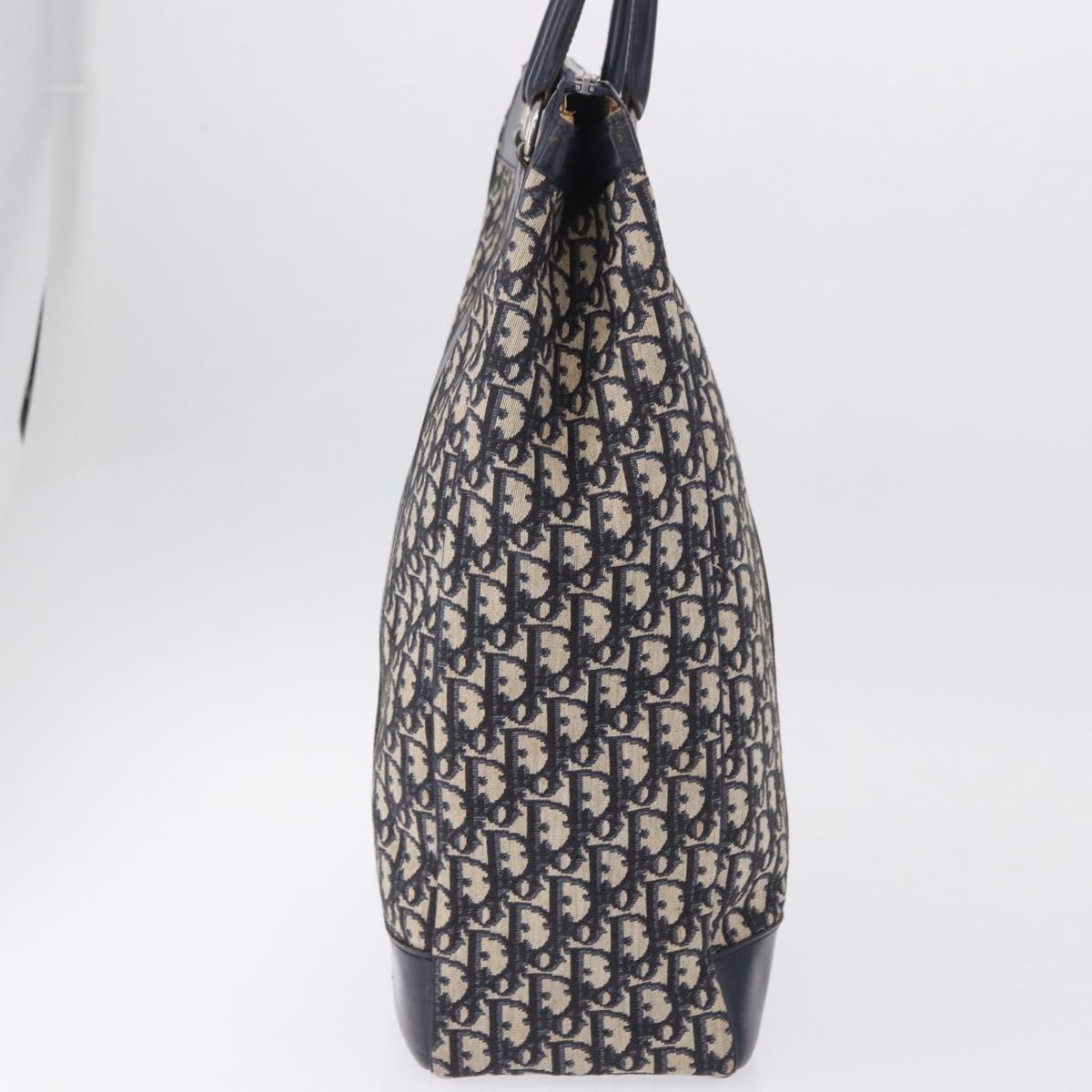 Christian Dior Trotter Canvas Hand Bag Navy Silver Auth 197316A