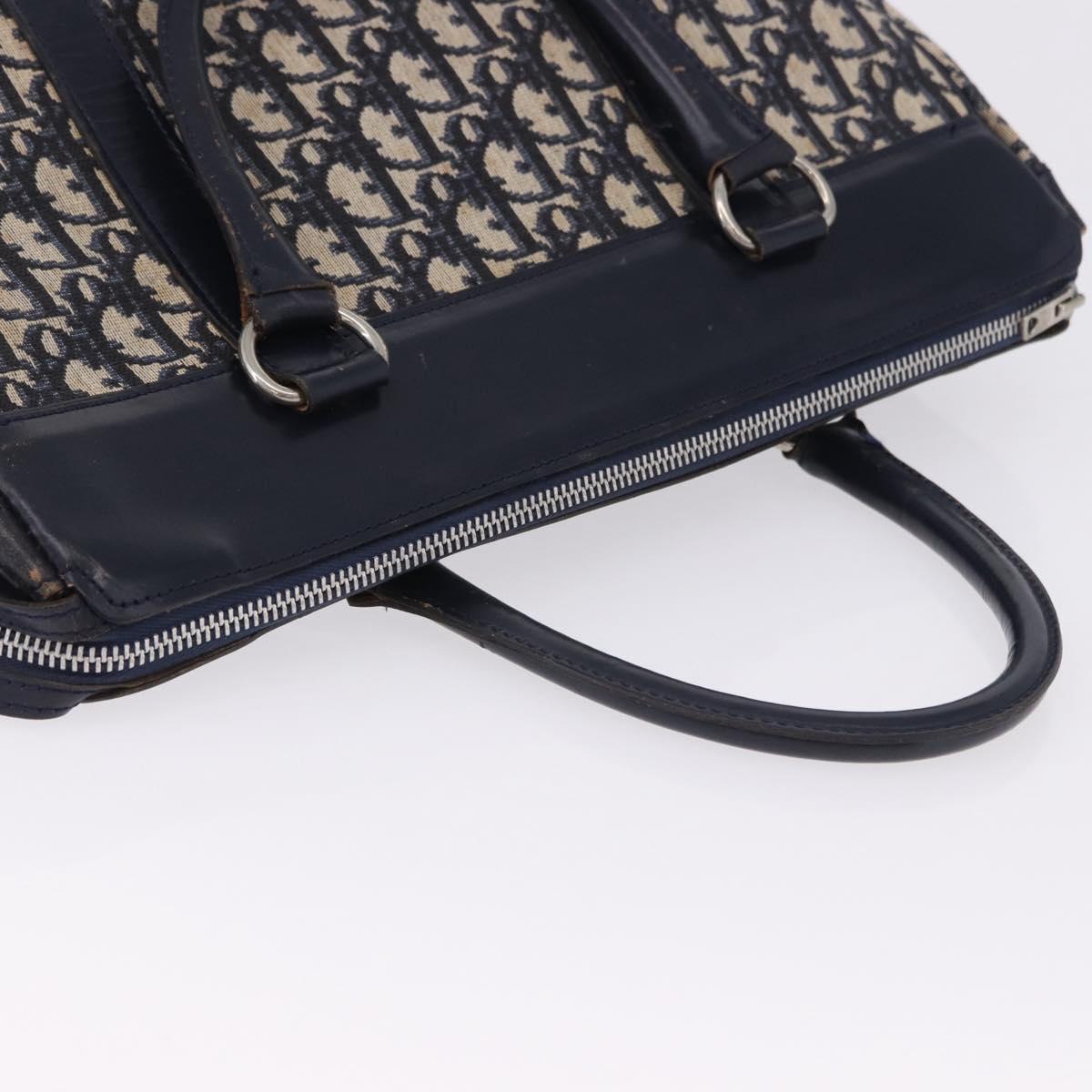 Christian Dior Trotter Canvas Hand Bag Navy Silver Auth 197316A