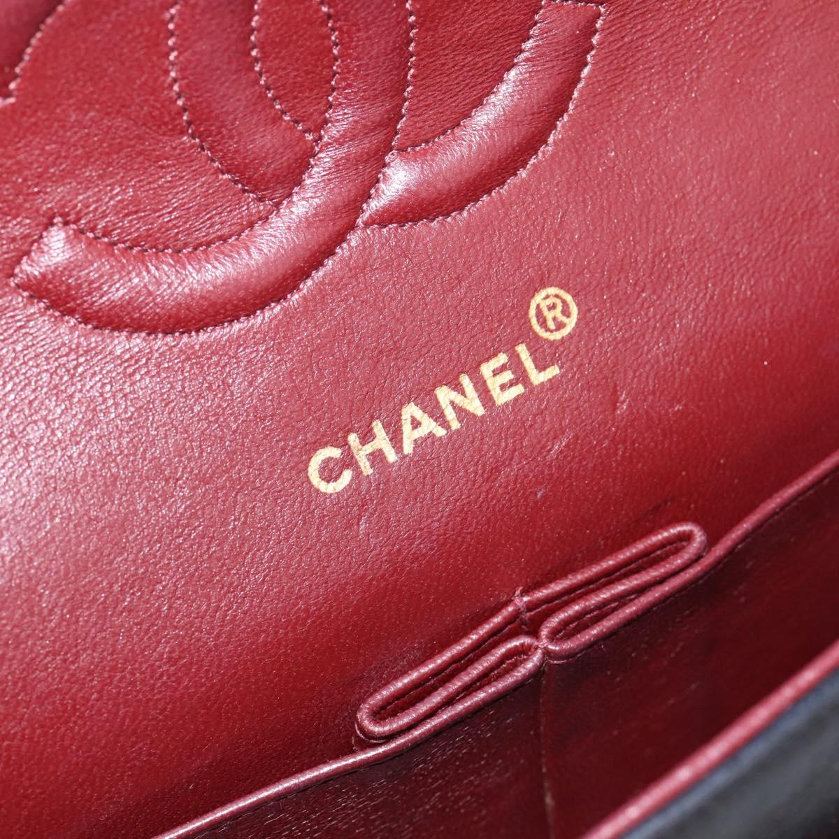 CHANEL Matelasse 25 Chain Shoulder Bag Lamb Skin Black Gold CC Auth 197319SAM