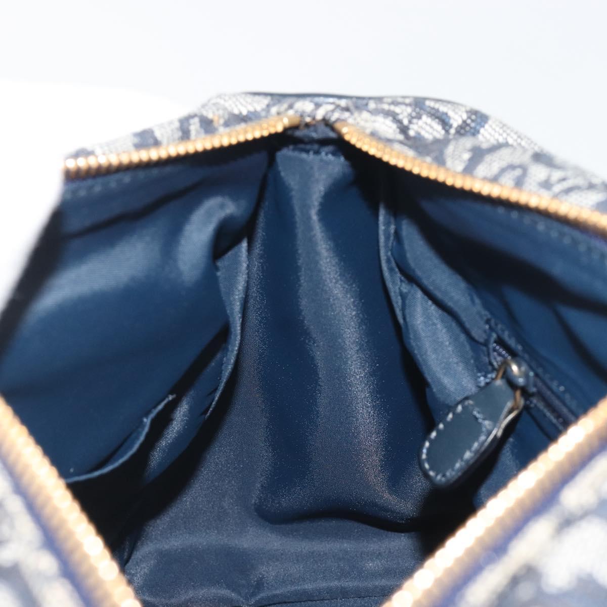 Christian Dior Trotter Canvas Boston Bag Navy Gold Auth 197320V