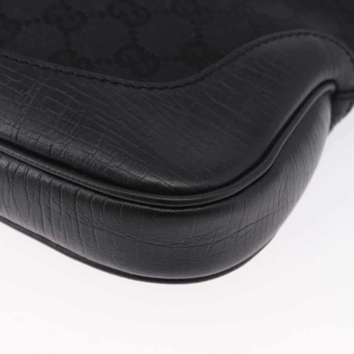 GUCCI GG Canvas Jackie Shoulder Bag Black Silver 00963 Auth 197321V