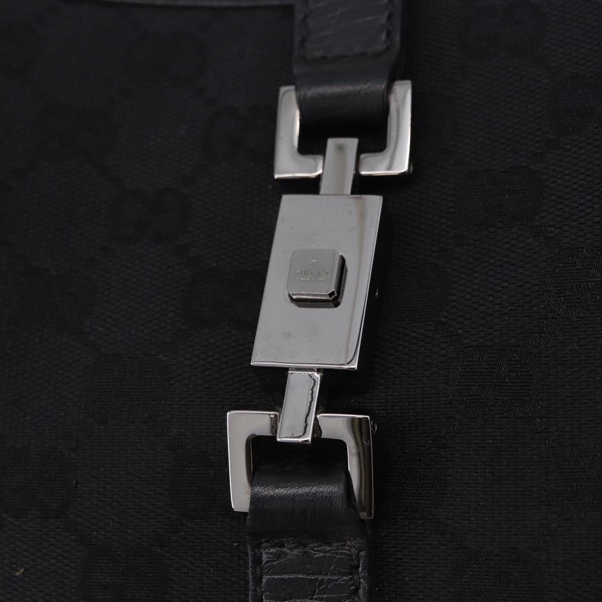 GUCCI GG Canvas Jackie Shoulder Bag Black Silver 00963 Auth 197321V