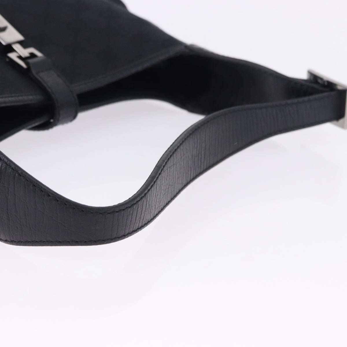 GUCCI GG Canvas Jackie Shoulder Bag Black Silver 00963 Auth 197321V