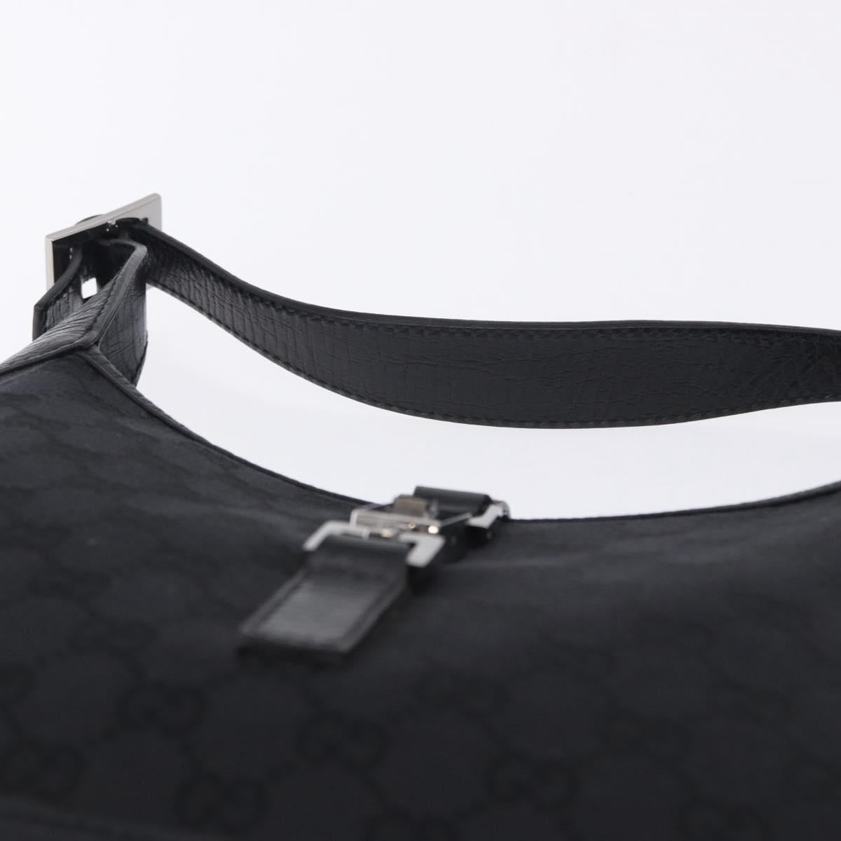 GUCCI GG Canvas Jackie Shoulder Bag Black Silver 00963 Auth 197321V