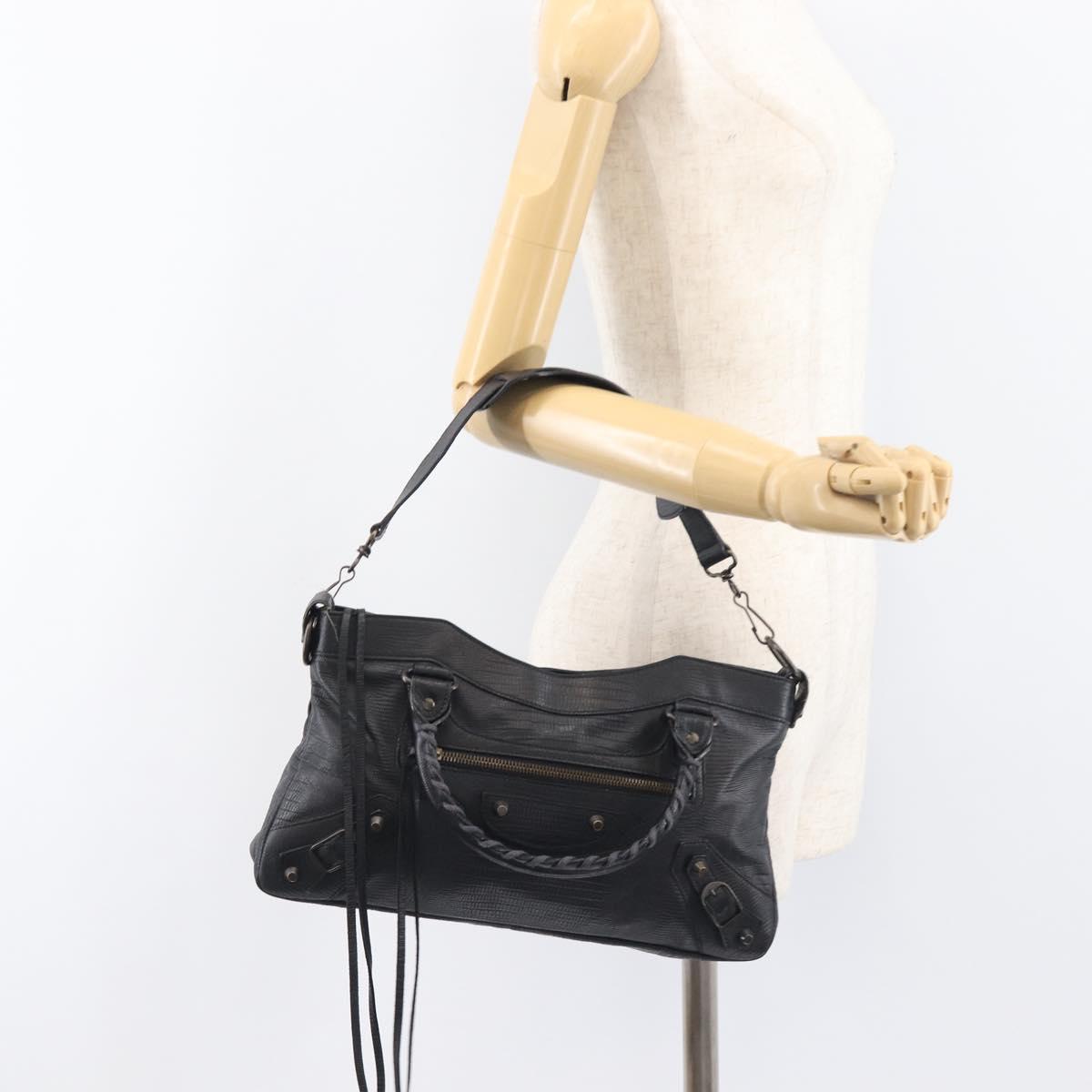 BALENCIAGA The First Hand Bag Leather 2way Black 103208 Auth 197324M
