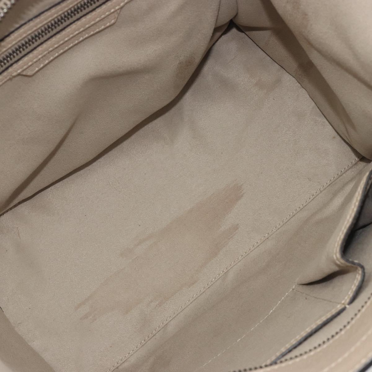 CELINE Luggage Medium Hand Bag Leather Beige Silver Auth 197325A