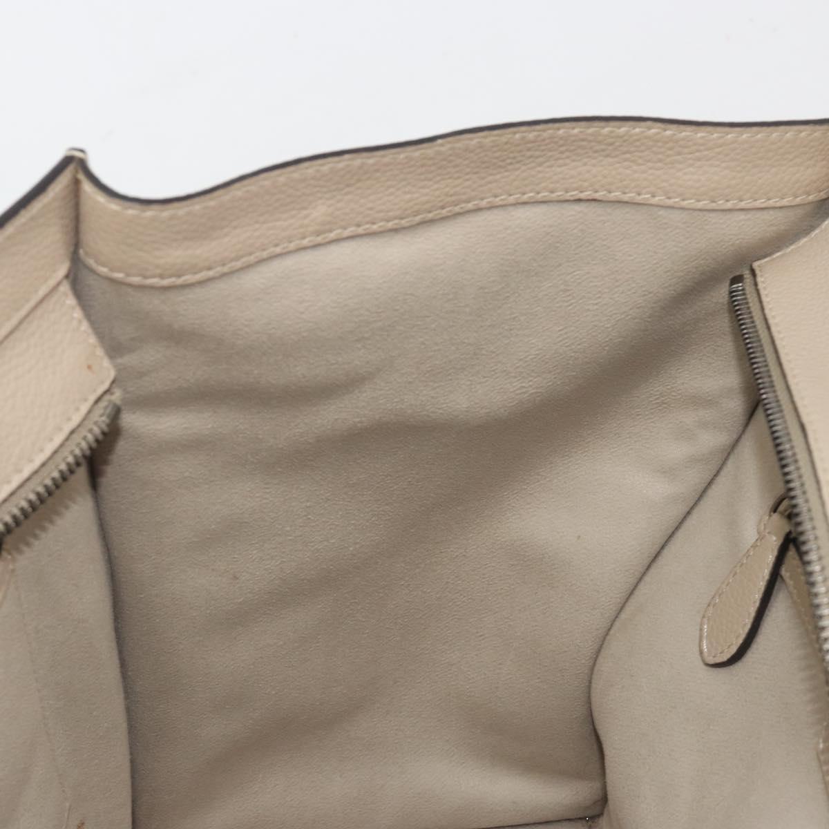 CELINE Luggage Medium Hand Bag Leather Beige Silver Auth 197325A